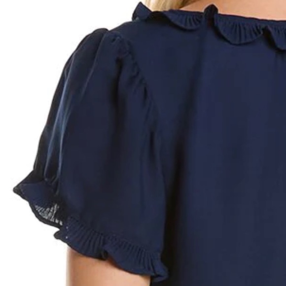 NWT Max Studio Flutter Sleeve Ruffle blouse with optional tie - Picture 4 of 7